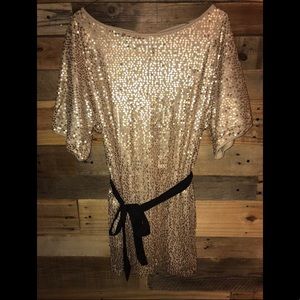 Gold sequin midi dress